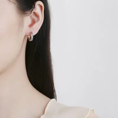 Bông Tai Bạc Nữ Nam Tròn Họa Tiết Bellamy LILI 078419 3