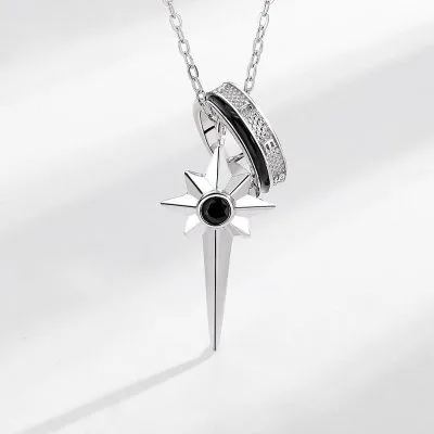 Dây Chuyền Bạc Nam đính đá CZ Nhẫn Kèm Ngôi Sao 6 Cánh Scott LILI 078646 5
