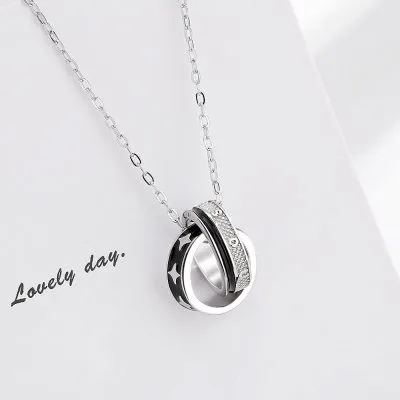 Dây Chuyền Bạc Nam Hình Nhẫn đôi Ngôi Sao Gustavo LILI 078653 2