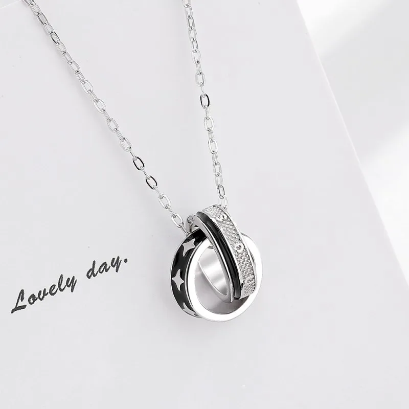 Dây Chuyền Bạc Nam Hình Nhẫn đôi Ngôi Sao Gustavo LILI 078653 2