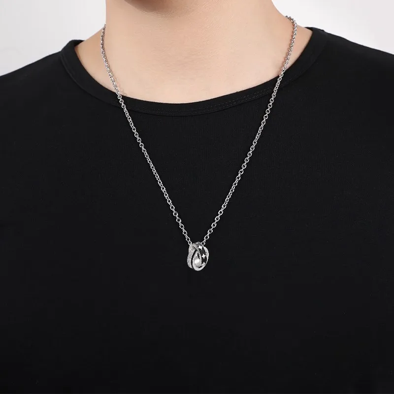 Dây Chuyền Bạc Nam Hình Nhẫn đôi Ngôi Sao Gustavo LILI 078653 5