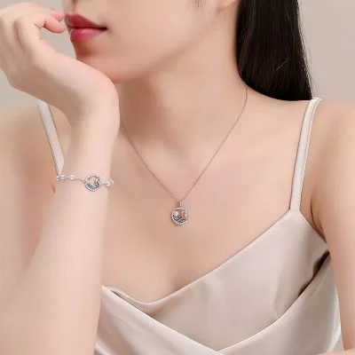 Dây Chuyền Bạc Nữ đính đá CZ Gắn Ngọc Trai đôi Cá Voi Greta LILI 075604 1