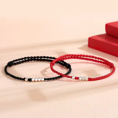 Lắc Tay Bạc Cặp đôi Dây Bện Chỉ đen đỏ May Mắn Damian LILI 076230 1
