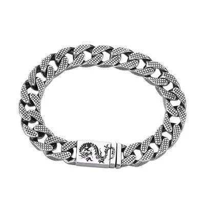 Lắc Tay Bạc Nam Cuban Hình Rồng Kade LILI 078064 5