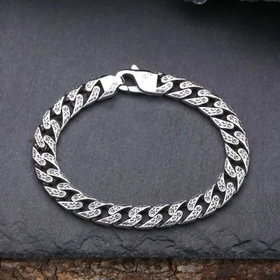 Lắc Tay Bạc Nam Cuban Hình Vân Mây Raiden LILI 078074 1