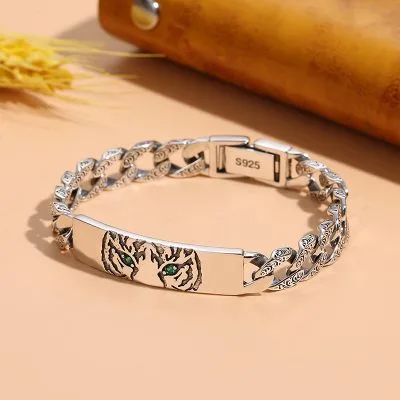 Lắc Tay Bạc Nam Dạng Chuỗi Cuban Hình Con Hổ Santiago LILI 076171 1