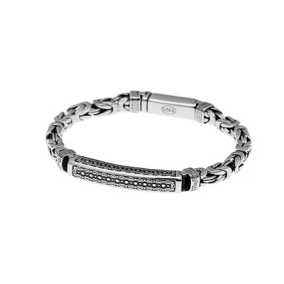 Lắc Tay Bạc Nam Dạng Chuỗi Kim Tiền May Mắn Carson LILI 076241 5