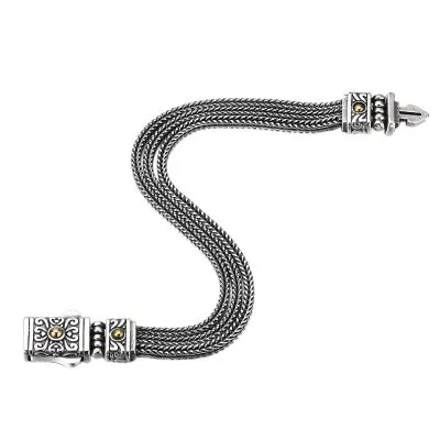 Lắc Tay Bạc Nam Dạng Chuỗi Mặt Hoa Văn Cách điệu Ellis LILI 078038 5