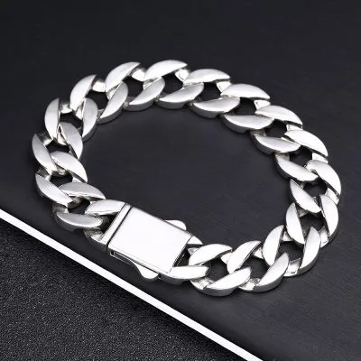 Lắc Tay Bạc Nam Dạng Cuban Cỡ Lớn Damien LILI 078029 2
