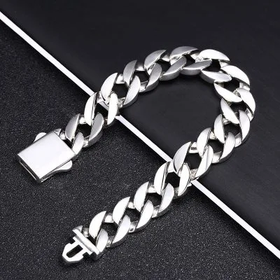 Lắc Tay Bạc Nam Dạng Cuban Cỡ Lớn Damien LILI 078029 3
