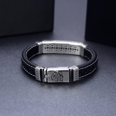 Lắc Tay Bạc Nam Dây Da Hình Tỳ Hưu LILI 077140 3