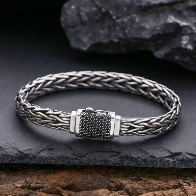 Lắc Tay Bạc Nam đính đá Cubic Zirconia Dạng Chuỗi Mario LILI 078102 1
