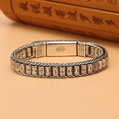 Lắc Tay Bạc Nam Ký Tự Chú Vân Mây Tristan LILI 076602 1