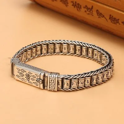 Lắc Tay Bạc Nam Ký Tự Chú Vân Mây Tristan LILI 076602 3