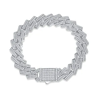 Lắc Tay Bạc Nữ Nam Cuban đính Kim Cương Moissanite Miguel LILI 076498 1