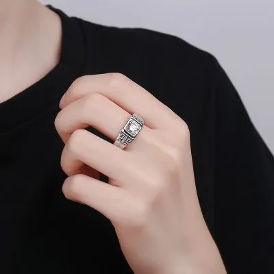 Nhẫn Bạc Nam đính đá Cubic Zirconia Sage LILI 077192 3
