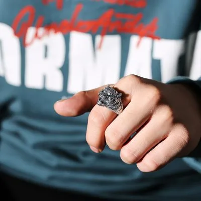 Nhẫn Bạc Nam đính đá Cubic Zirconia Hình Con Hổ Colter LILI 077696 4