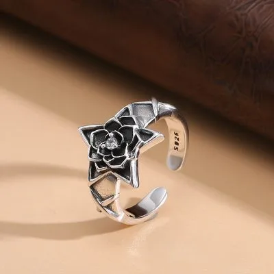 Nhẫn Bạc Nam đính đá Cubic Zirconia Hình Ngôi Sao Hoa Hồng Devin LILI 077672 1