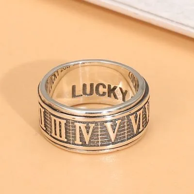 Nhẫn Bạc Nam Hình Chữ Số La Mã Hip Hop LILI 077579 1