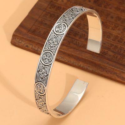 Vòng Tay Bạc Nam Hình Tứ Linh Long Ly Quy Phụng LILI 076657 1