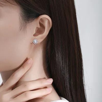 Bông Tai Bạc Nữ đính đá CZ Hình Tròn Cách điệu Alexandria LILI 080550 6