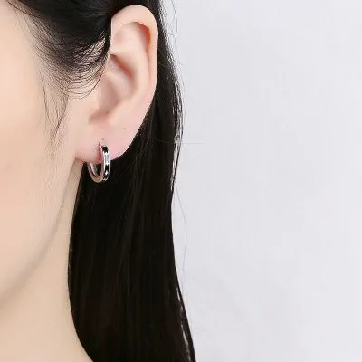 Bông Tai Bạc Unisex Nam Nữ Tròn ánh Sao Evander LILI 079953 5