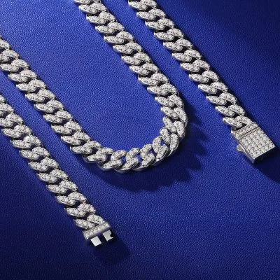 Dây Chuyền Bạc Cuban đính Kim Cương Moissanite Vance LILI 081040 1