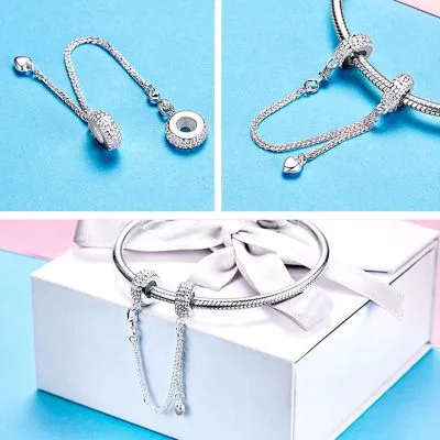 Hạt Charm Bạc Nữ đính đá CZ Dạng Chuỗi Dây Skylar LILI 085019 2
