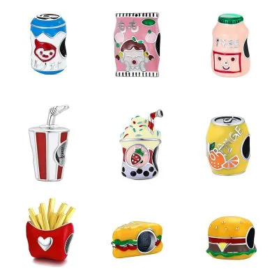 Hạt Charm Bạc Nữ đính đá CZ Hình Các Loại đồ ăn Fast Food LILI 084735 1
