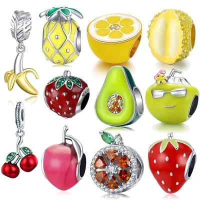 Hạt Charm Bạc Nữ đính đá CZ Hình Các Loại Quả Fruit LILI 084692 1