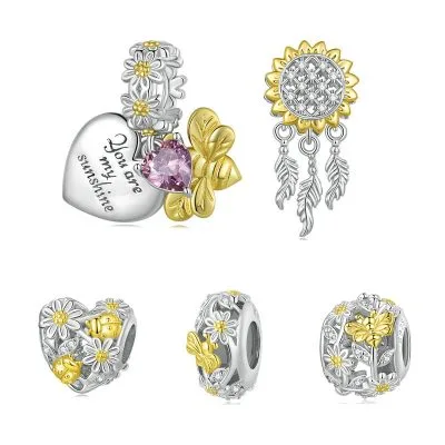 Hạt Charm Bạc Nữ đính đá CZ Hình Cúc Họa Mi Eileen LILI 085652 1