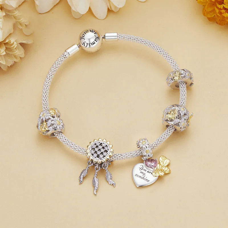 Hạt Charm Bạc Nữ đính đá CZ Hình Cúc Họa Mi Eileen LILI 085652 3