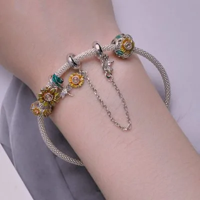 Hạt Charm Bạc Nữ đính đá CZ Hình Hoa Hướng Dương Kathryn LILI 086041 2