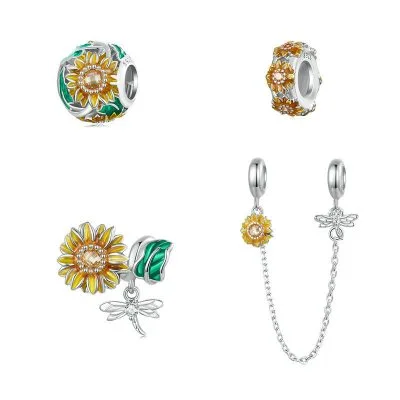 Hạt Charm Bạc Nữ đính đá CZ Hình Hoa Hướng Dương Kathryn LILI 086041 5