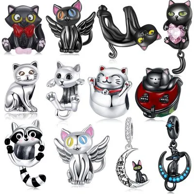 Hạt Charm Bạc Nữ đính đá CZ Hình Mèo Dễ Thương Abby LILI 085450 1