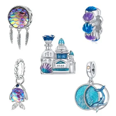 Hạt Charm Bạc Nữ đính đá CZ Hình Tiên Cá LILI 085385 1