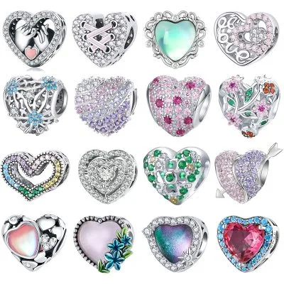 Hạt Charm Bạc Nữ đính đá CZ Hình Trái Tim Ezra LILI 085735 1