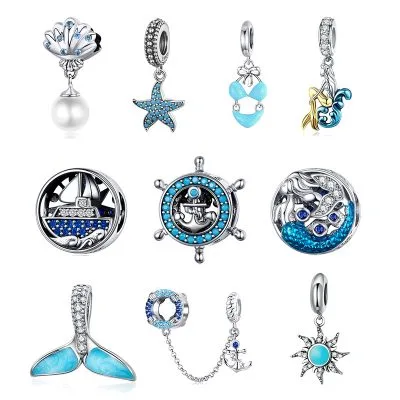 Hạt Charm Bạc Nữ đính đá CZ Tình Yêu Của Biển Nellie LILI 086177 1