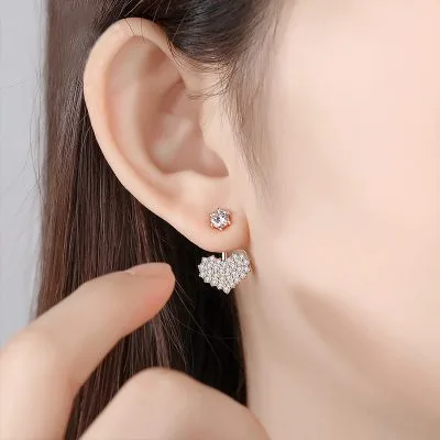 Khuyên Tai Bạc Nữ đính đá CZ Trái Tim Tình Yêu Sabrina LILI 080576 1