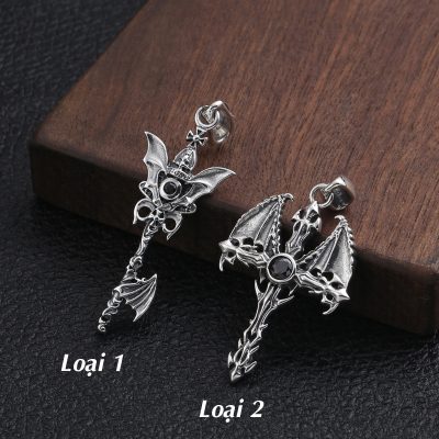 Mặt Dây Chuyền Bạc Nam đính đá CZ Hình Trượng ác Quỷ Demon LILI 080439 1