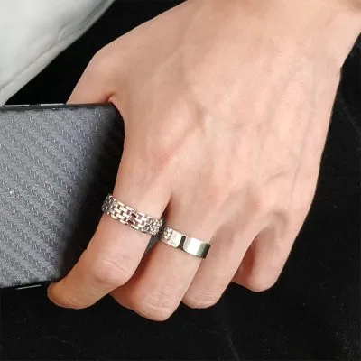 Nhẫn Bạc Nam Cá Tính Phong Cách Mới Ryland LILI 079507 2