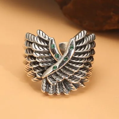 Nhẫn Bạc Nam đính đá Cubic Zirconia Hình đôi Cánh Thiên Thần Drew LILI 078938 1