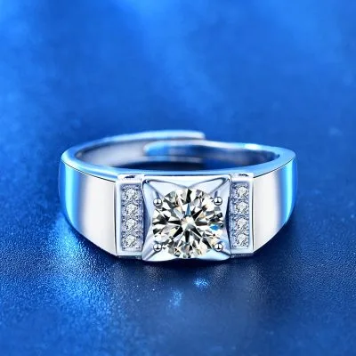 Nhẫn Bạc Nam đính Kim Cương Moissanite Landen LILI 079638 2