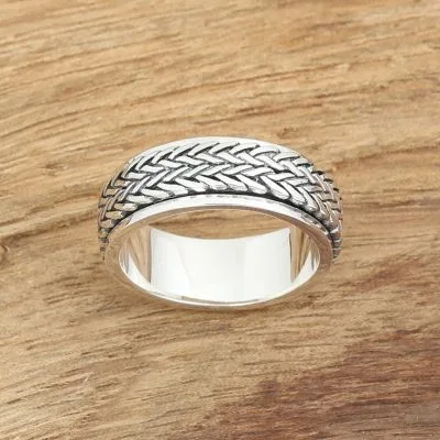 Nhẫn Bạc Nam Hình Chuỗi đan Nhau Amos LILI 079178 1