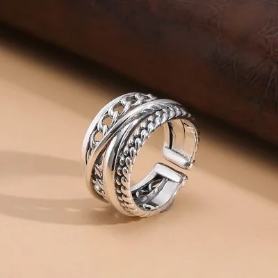 Nhẫn Bạc Nam Hình Chuỗi Xích Ariel LILI 079045 1