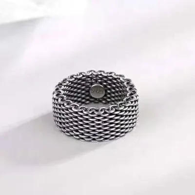 Nhẫn Bạc Nam Mềm Dạng Chuỗi Xích đan Liền Axton LILI 079358 2