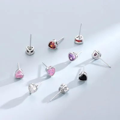 Bông Tai Bạc Nữ Cỡ Nhỏ Mini đính đá CZ Hình Trái Tim Katie LILI 090880 5