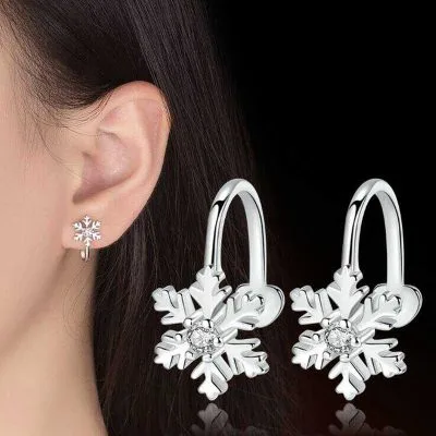 Bông Tai Bạc Nữ Dạng Kẹp đính đá CZ Hình Bông Tuyết Blaire LILI 091197 1