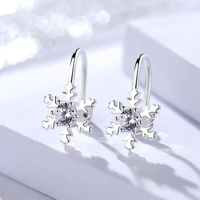 Bông Tai Bạc Nữ Dạng Kẹp đính đá CZ Hình Bông Tuyết Blaire LILI 091197 3
