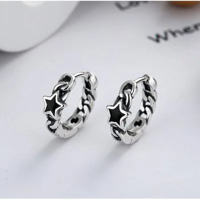 Bông Tai Bạc Nữ Dạng Xích Tròn Ngôi Sao Rosalie LILI 091094 1